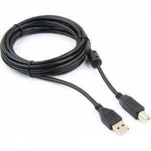 Кабель USB 2.0 Pro Cablexpert, AM/BM, 3м, экранировка, ферритовые кольца, пакет, черный CCF-USB2-AMBM-10