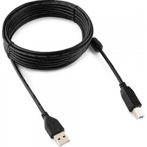 Кабель Cablexpert USB 2.0 Pro AM/BM, 4.5 м, экранированный, ферритовое кольцо, черный, пакет, CCF-USB2-AMBM-15