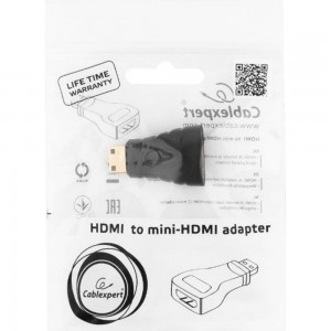 Переходник Cablexpert HDMI-mini HDMI, 19F/19M, золотые разъемы, пакет A-HDMI-FC