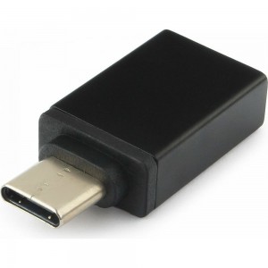 Адаптер Cablexpert USB2.0 Type-C(M)/AF, с поддержкой OTG, метал. корпус, черный, блистер A-USB2-CMAF-01