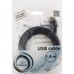 Кабель Cablexpert, удлинитель, USB2.0 Pro, AM/AF, 1.8м, экранированный, черный, CCF2-USB2-AMAF-6