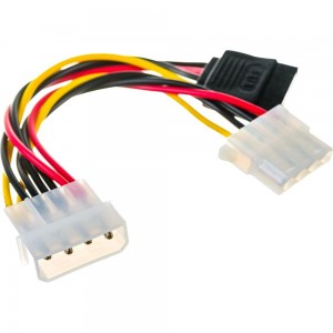Кабель питания SATA Cablexpert molex 4pin/molex4pin+sata 15pin, 15см, на 2 устройства CC-SATA-PSY2
