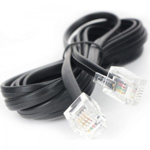 Телефонный кабель аппарат-розетка Cablexpert 2 м черный TC6P4C-2M-BK