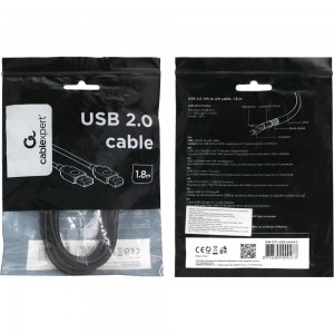 Кабель Cablexpert USB 2.0 Pro, AM/AM, 1.8м, экран, черный, пакет CCP-USB2-AMAM-6