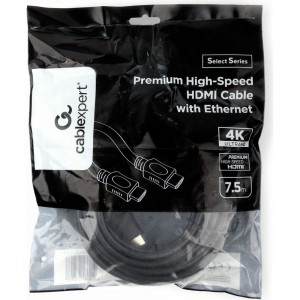Кабель HDMI Cablexpert 7.5м v2.0 19M/19M серия Light черный позолоченные разъемы экран пакет, CC-HDMI4L-7.5M