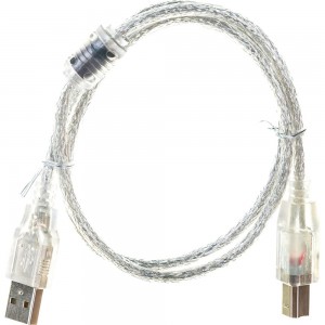 Кабель Cablexpert USB2.0 Pro, AM/BM, 0.75м, экранированный, ферритовое кольцо, прозрачный CCF-USB2-AMBM-TR-0.75M