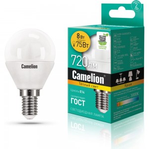 Светодиодная лампа Camelion LED8-G45/830/E14 8Вт 220В 12391