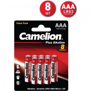 Батарейка Camelion, 1.5В LR03 Plus Alkaline BL-8 LR03-BP8 14134