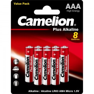 Батарейка Camelion, 1.5В LR03 Plus Alkaline BL-8 LR03-BP8 14134