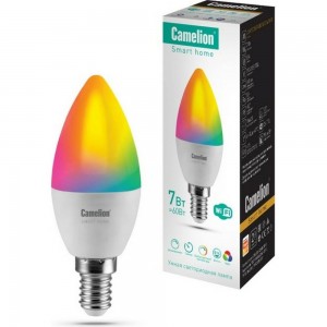 Светодиодная лампа Camelion Smart Home LSH7/C35/RGBСW/Е14/WIFI 7Вт Е14 RGB+DIM+CW 220В 14500