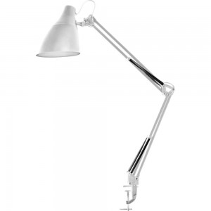 Настольный светильник Camelion KD-335 C01 белый, струбцина из высокопрочного пластика, 230V, 40W, E27 13876
