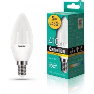 Светодиодная лампа Camelion LEDRB/5-C35/830/E14 (5Вт 220В, LED-M C37 5W 3000K E14) 15049