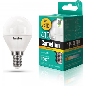 Светодиодная лампа Camelion LEDRB/5-G45/830/E14 (5Вт 220В, LED-M G45 5W 3000K E14) 15057