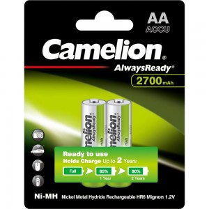 Аккумулятор Camelion Always Ready AA-2700mAh Ni-Mh BL-2 (NH-AA2700BP2, 1.2В) 15036
