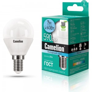 Светодиодная лампа Camelion LEDRB/7-G45/830/E27 (7Вт 220В, LED-M G45 7W 3000K E27) 15063