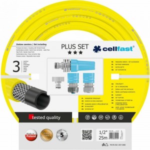 Поливочный набор Cellfast PLUS: шланг 1/2”, 25 м + комплект соединителей IDEAL 10-290