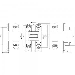 Дверная скрытая петля Cemom Moatti универсальная, 3D, 120x27 мм, 60 кг, хром матовый CEM0027.01/MP