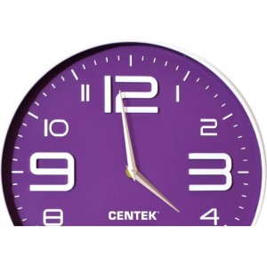 Настенные часы Centek Violet 30 см диаметром, круг, объемные цифры, плавный ход CT-7101