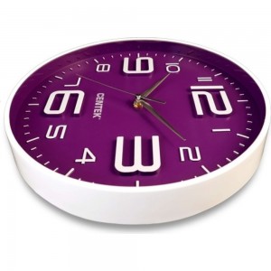 Настенные часы Centek Violet 30 см диаметром, круг, объемные цифры, плавный ход CT-7101