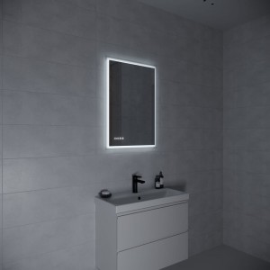 Зеркало Cersanit LED 080 design pro 60x85 с подсветкой, часы, с антизапотеванием, прямоугольное 63552