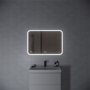 ЗеркалоCersanit LED 070 design pro 100x70 с подсветкой, bluetooth, часы, с антизапотеванием, прямоугольное 63551