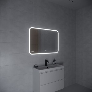 ЗеркалоCersanit LED 070 design pro 100x70 с подсветкой, bluetooth, часы, с антизапотеванием, прямоугольное 63551