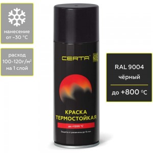 Антикоррозионная термостойкая эмаль CERTA до 800С черный RAL 9004 CPR00042