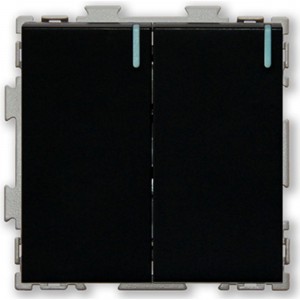 Двухклавишный выключатель CGSS черный Практика PL-W102-BCM