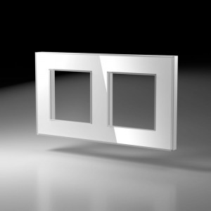Двухпостовая горизонтальная/вертикальная рамка CGSS стеклянная, белая Эстетика GL-P102-WCG