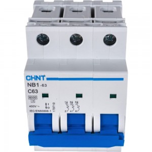 Автоматический выключатель CHINT NB1-63, 3P, 63A, 6кА, характеристика C 179710