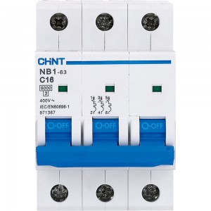 Автоматический выключатель CHINT NB1-63, 3P, 40A, 6кА, характеристика C 179707