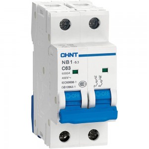 Автоматический выключатель CHINT NB1-63, 2P, 3A, 6кА, характеристика C 179662