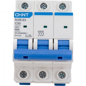Автоматический выключатель CHINT NXB-63, 3P, 50A, 6кА, характеристика C 814175
