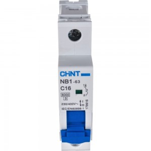 Автоматический выключатель CHINT NB1-63, 1P, 16A, 6кА, характеристика C 179616