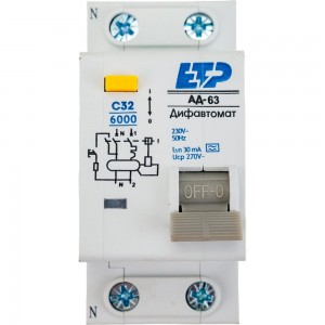 Дифференциальный автоматический выключатель CHINT, NB1L, 1P+N, C40, 30mA, тип AC, 10kA, 36mm 203111