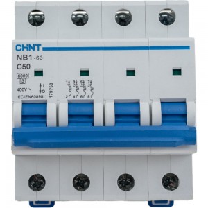 Автоматический выключатель CHINT NB1-63, 4P, 50A, 6кА, характеристика C 179750