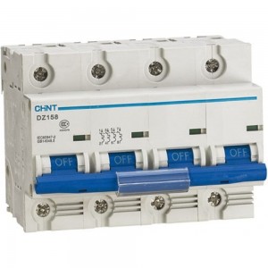Автоматический выключатель CHINT DZ158-125H, 4P, 100A, 10kA, характеристика 8-12In 158096