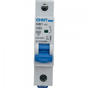 Автоматический выключатель CHINT NB1-63, 1P, 63A, 6кА, характеристика C 179626