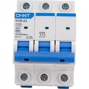 Автоматический выключатель CHINT NXB-63, 3P, 20A, 6кА, характеристика C 814171