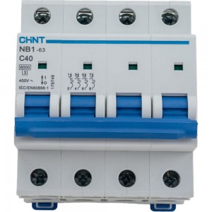 Автоматический выключатель CHINT NB1-63, 4P, 40A, 6кА, характеристика C 179749