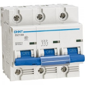 Автоматический выключатель CHINT DZ158-125H, 3P, 80A, 10kA, характеристика 8-12In 158095