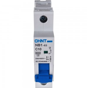 Автоматический выключатель CHINT NB1-63, 1P, 10A, 6кА, характеристика C 179614