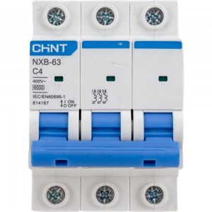 Автоматический выключатель CHINT NXB-63, 3P, 4A, 6кА, характеристика C 814167