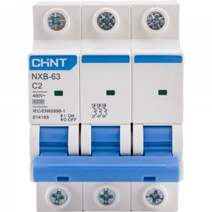 Автоматический выключатель CHINT NXB-63, 3P, 2A, 6кА, характеристика C 814165