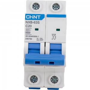 Автоматический выключатель CHINT NXB-63S 2P 20А 4.5kA характеристика C R 296789