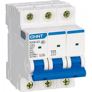 Автоматический выключатель CHINT NXB-63S 3P 3А 4.5kA характеристика C R 296823