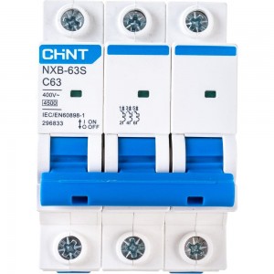 Автоматический выключатель CHINT NXB-63S 3P 63А 4.5kA характеристика C R 296833