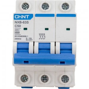 Автоматический выключатель CHINT NXB-63S 3P 50А 4.5kA характеристика C R 296832