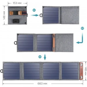 Портативная складная солнечная батарея-панель Choetech 14 Вт SC004