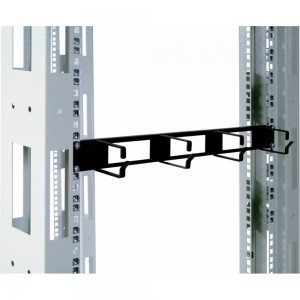 Горизонтальный кабельный органайзер ЦМО с окнами, 19, 1U, 4 кольца, черный ГКО-О-4.62-9005